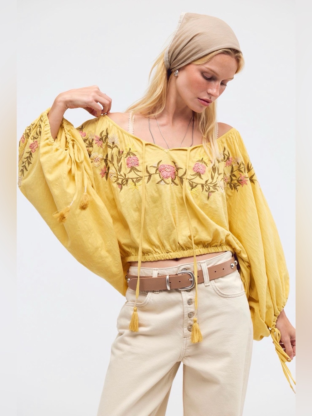 Free People Plumeria Embroidered Top in Yellow